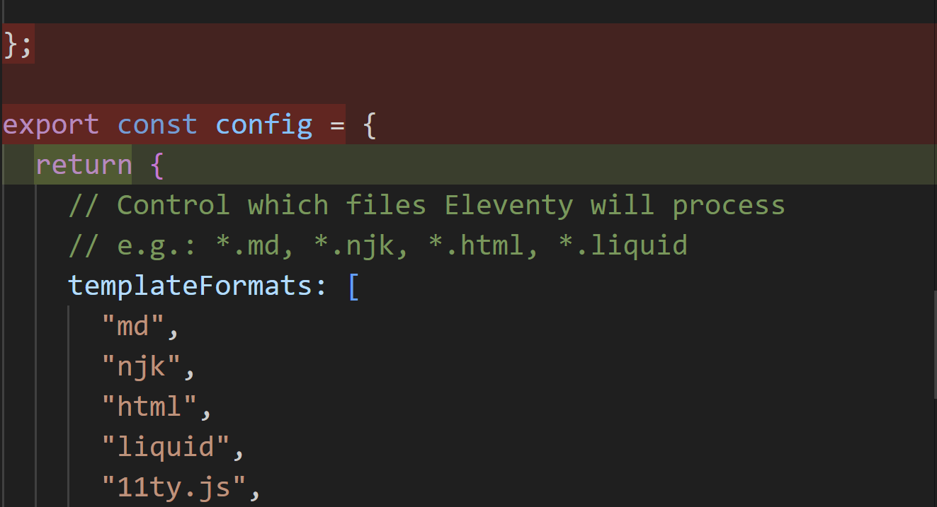 "Screenshot of a Cline suggestion for editing a file in this site's eleventy project, which looks like a diff screen with the old and new version highlighted in different colours."