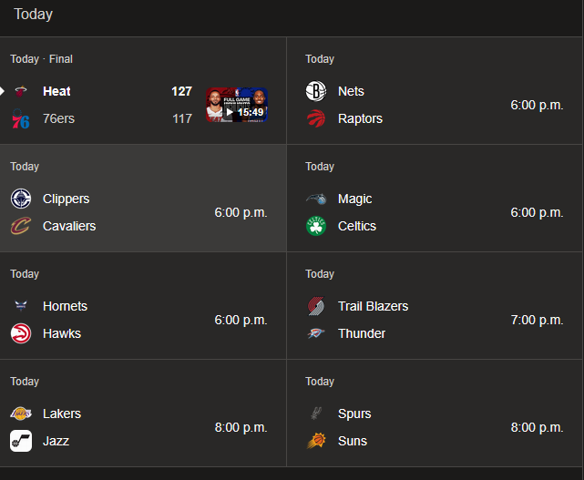 "NBA scores for November 23, 2025, seen in Bing."
