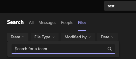 "Search filters in Microsoft Teams"